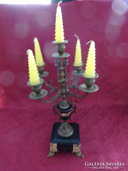 Antique bronze candlestick with marble insert. Height 32 cm. He has!