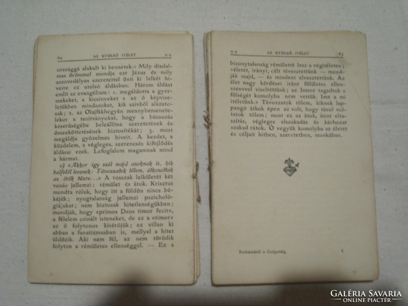 Régi könyv - Prohászka Ottokár : Bethániától a Golgotáig (Elmélkedések) 109 éves antik könyvecske