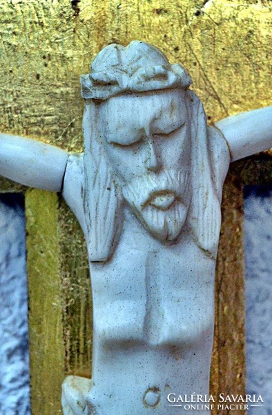 37. Antique, ivory Jesus Christ (19.5Cm), 36cm imposing, gilded crucifix, cross, corpus