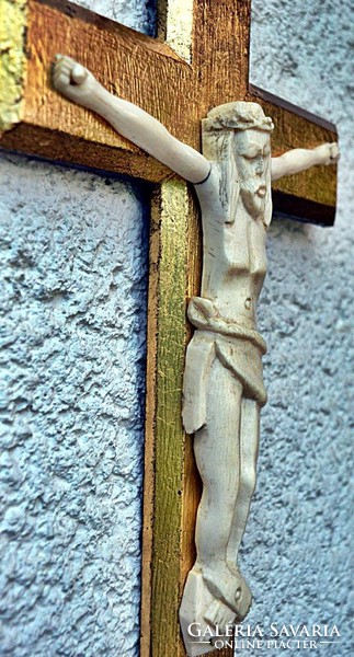 37. Antique, ivory Jesus Christ (19.5Cm), 36cm imposing, gilded crucifix, cross, corpus