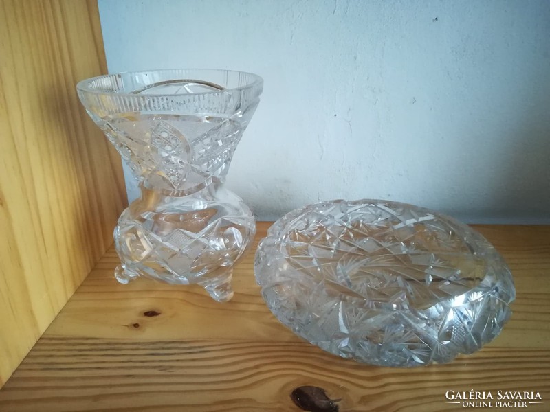 Ólomkristály váza és asztalközép szett
