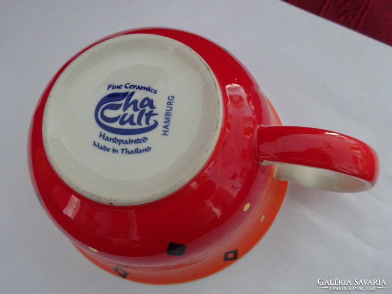 Cha cult hand-painted Taiwan porcelain teacup, diameter 12 cm. He has!