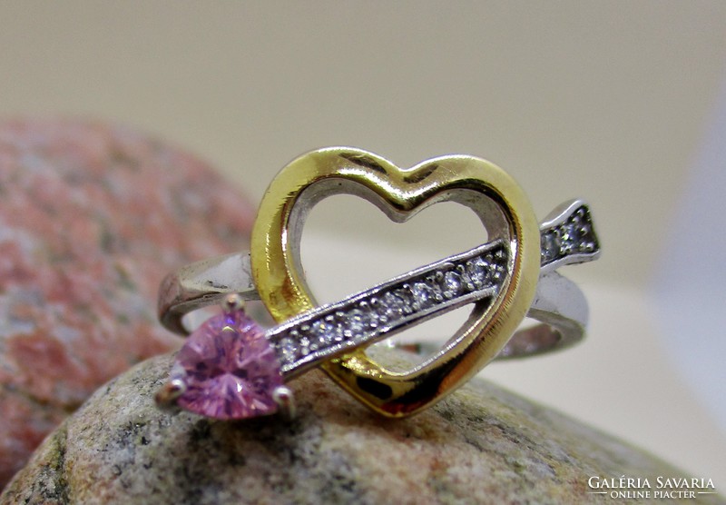 Gyönyörű szíves ezüst gyűrű, nagyon különleges