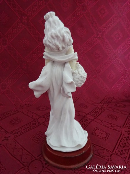 Lilac seller figural statue, girl holding a basket of flowers, 17 cm tall. He has!
