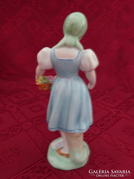 Herendi porcelán figurális szobor, kislány virágkosárral, magassága 14,5 cm. Vanneki!