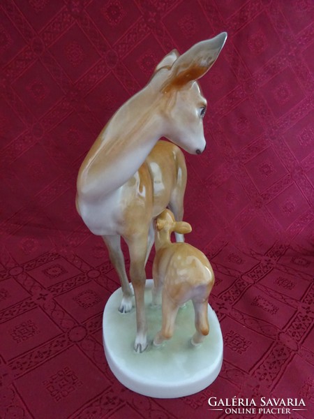 Herendi porcelán figurális szobor, őz és gidája, magassága 25,5 cm. Vanneki!