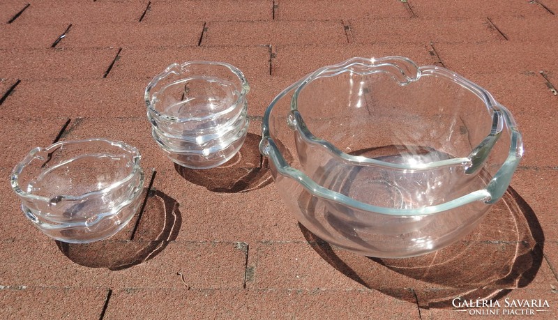 Old heavy thick-walled glass compote set