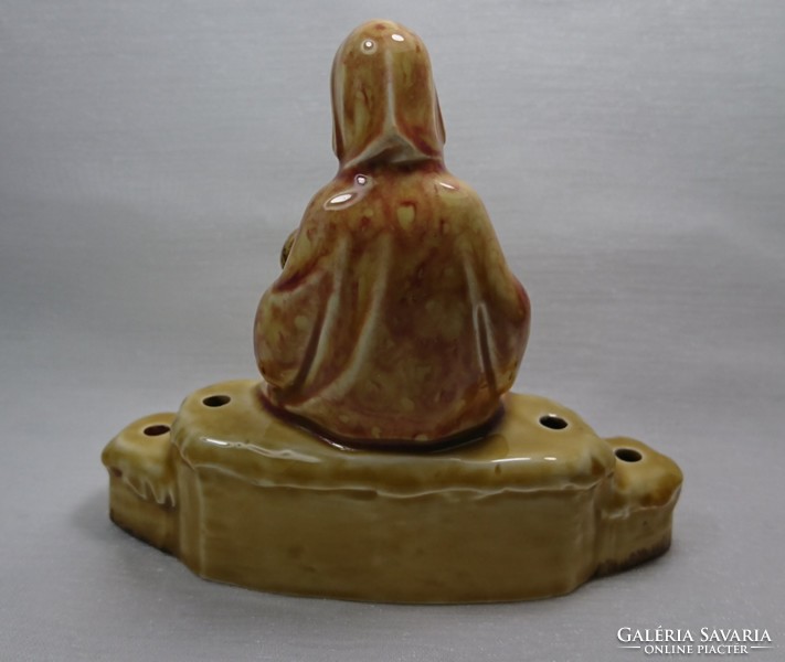Katzhütte Thuringia porcelain / majolica candle holder, first half of the century, Mary with your little one.