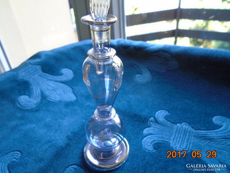 Egyiptomban vásárolt kézműves parfümös üveg aranyozott rátétes dombor mintával