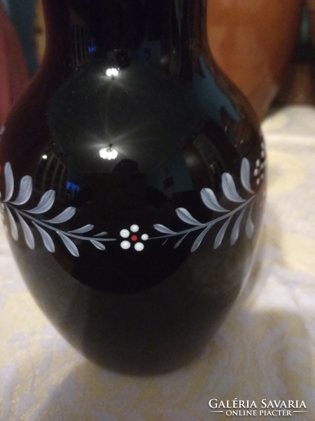 Üveg kézzel festett fekete váza