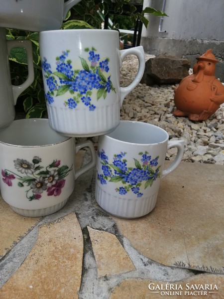 6 pcs zsolnay mugs, mugs. Forgetful, violet floral, nostalgia pieces