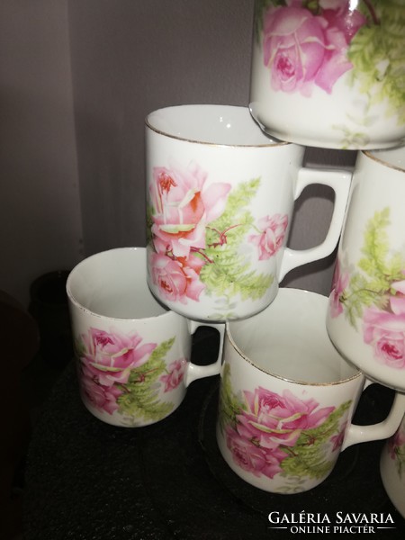 6 pcs zsolnay roses, rose mug, mugs, in good condition, collectibles, nostalgia