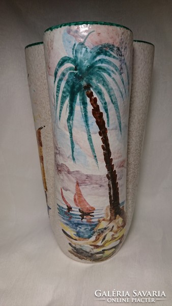 Giuseppe barile albisola Italian painted ceramic vase from the 1950s.