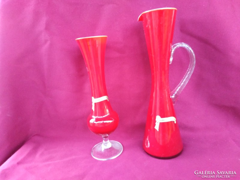 416 2 db palina fiorentina olasz üveg váza, csodás darabok 24 cm 26 cm