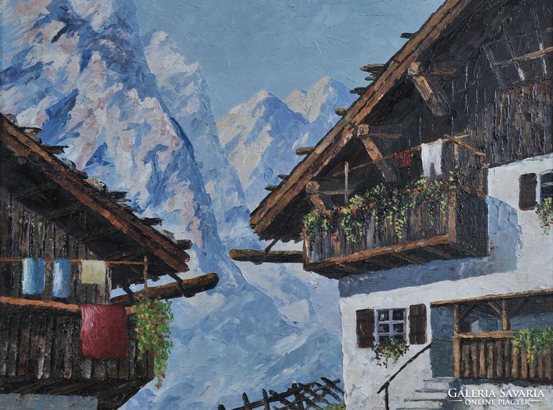 Ismeretlen osztrák festő: Alpesi látkép