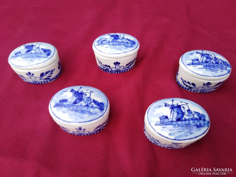 Már csak 10 db! Kézzel festett holland Delft blue porcelán szelence ékszertartó doboz Ft/db