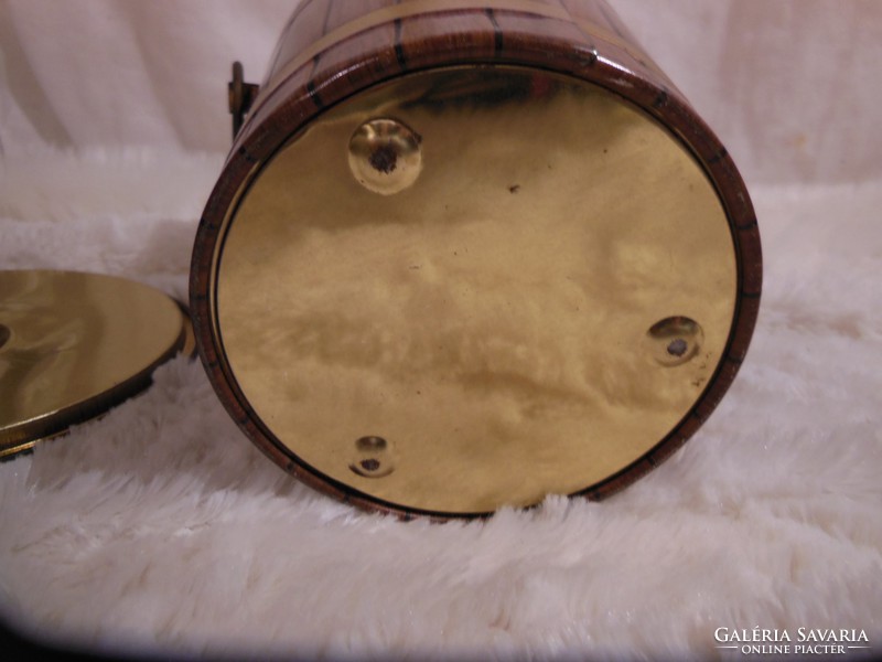 Box - metal - coffee barrel shaped - julius meinl - old - usable - 15 x 14 cm