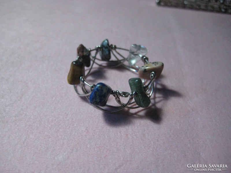 Ring, beautiful hand work, with mineral stones, 18 mm inside