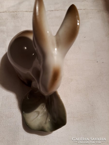 Zsolnay porcelain rabbit with cabbage leaves