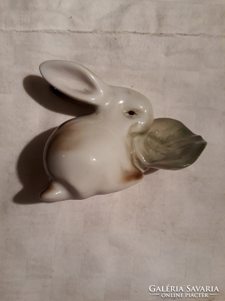 Zsolnay porcelain rabbit with cabbage leaves