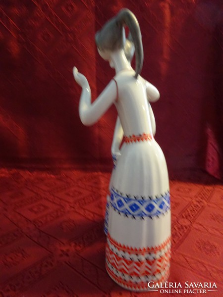 Hollóház porcelain, ladies in folk art dress. Height 23 cm. He has!