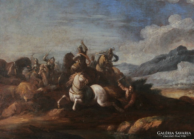 Antonio Calzanak tulajdonítva(Verona, 1653 - 1725): 17. századi csatajelenet