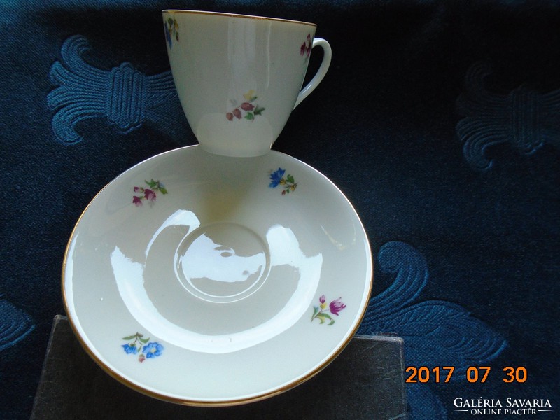 Antique Monarchy Epiag hand painted floral mocha cup with coaster