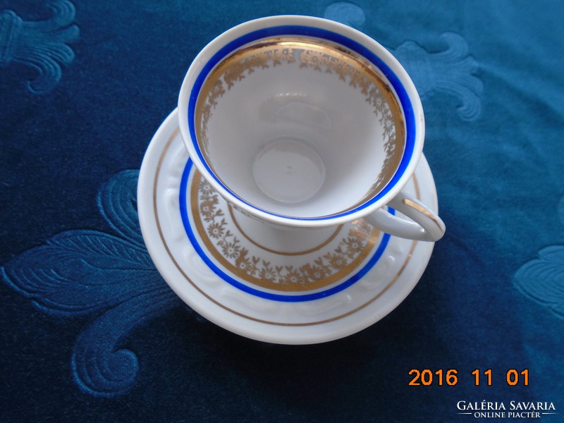 Zajekar Yugoslavian vintage gold patterned coffee cup with coaster