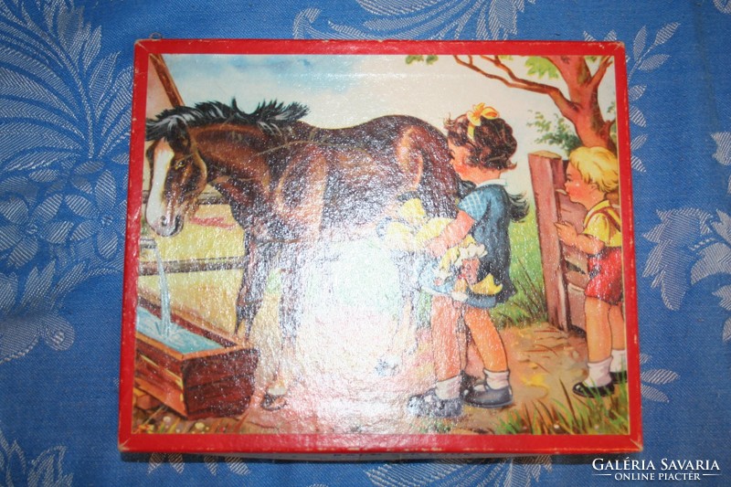 PUZZLE - Vintage scandinavian wooden puzzle Bjarn och djur régi svéd fa kirakó