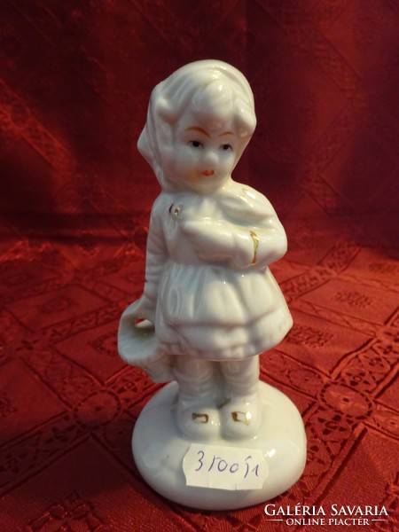German porcelain figurine, little girl with a basket, height 12 cm. He has!