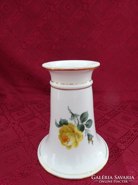 Antik meisseni porcelán sárga rózsás váza, magassága 17 cm. Vanneki!