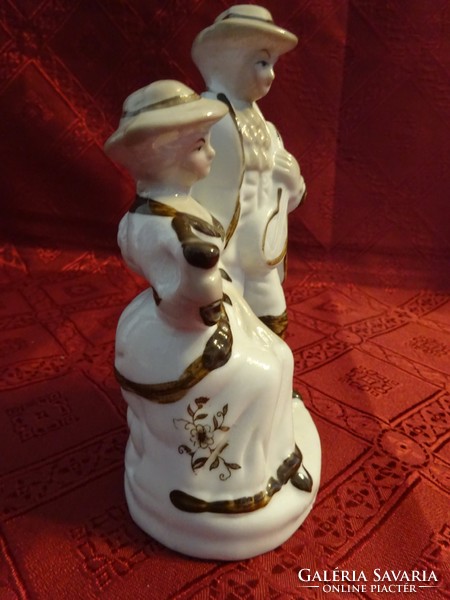 Német porcelán figura, zenész páros, magassága 16 cm. Vanneki!