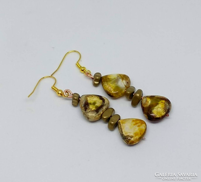 Fire jade and hematite mineral earrings