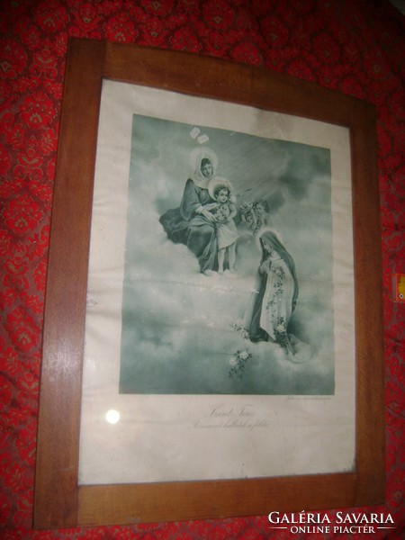 Church, religious picture in an old frame