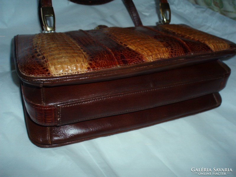Vintage genuine crocodile leather handbag