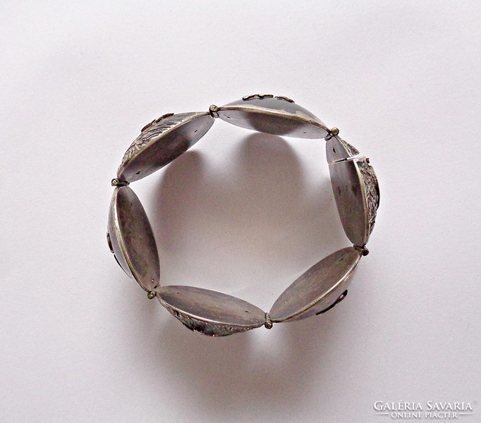 18.6 Cm. Long, wide, patterned, Swedish silver bracelet