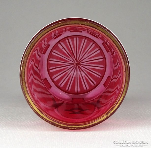 1A963 Régi rózsaszín cseh üveg Biedermeier pohár 11 cm