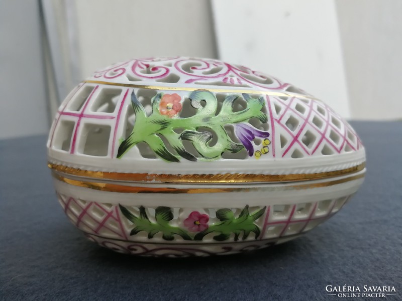 Herend, herend bonbonier egg shape pierced antique special showcase object!