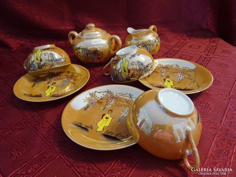 Japán porcelán három személyes teáskészlet, 8 darabos. Vanneki!