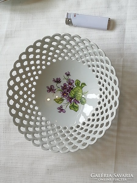 Wallendorf violet pattern violet openwork table middle, ornament bowl
