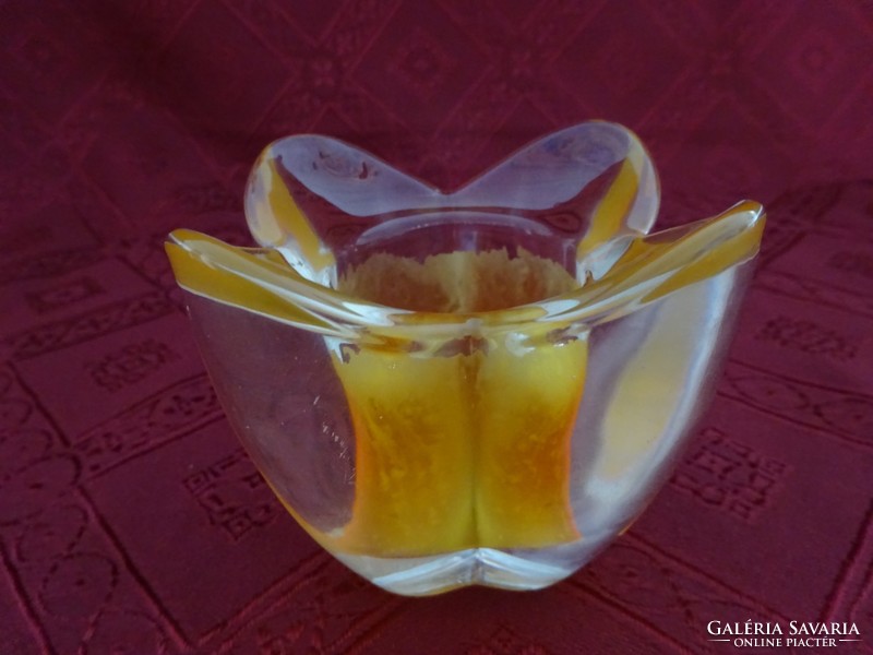 German glass candle holder, height 7 cm, diameter 9 cm. He has!