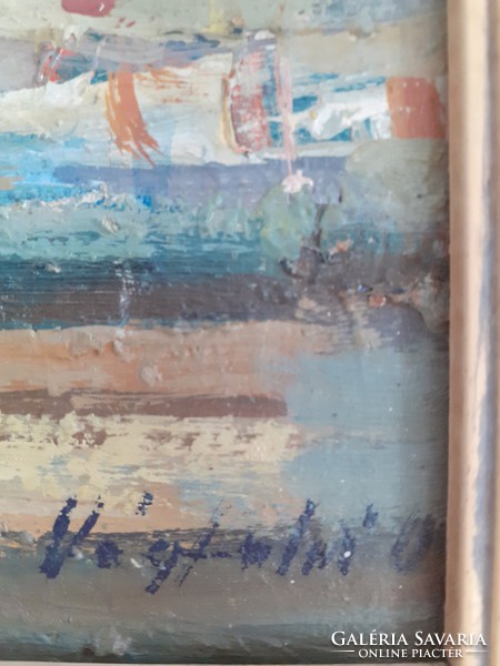 Szignózott  tengerparti olaj festmény