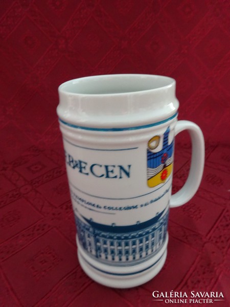 Hollóház porcelain beer mug with a view of Debrecen, height 15.5 cm. He has!