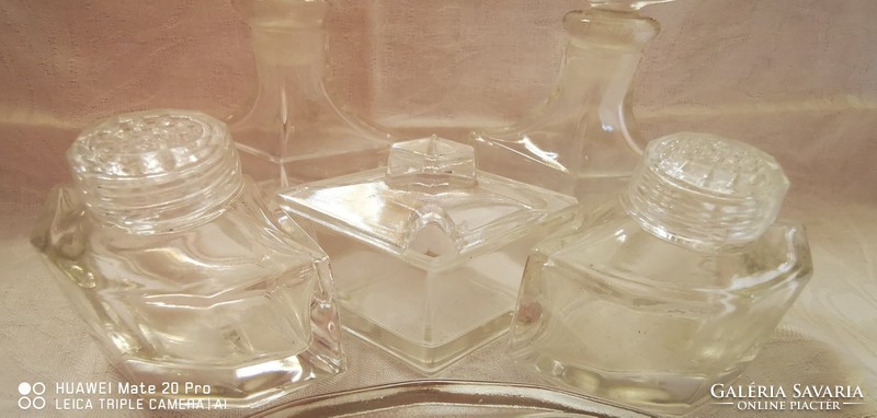 Gyűjtői antik üveg fűszertartó szett 6db-os hibátlan