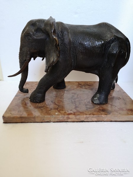 Antique elephant bronze figurine hunter Africa
