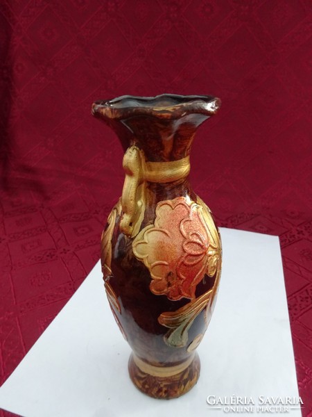 Német üveg váza, kézzel festett, magassága 20 cm, felső átmérő 6 cm. Vanneki!