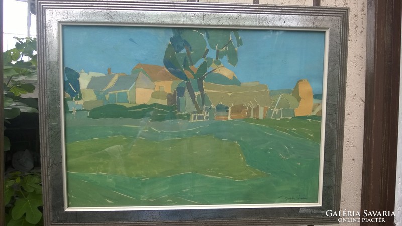 Kovács s. / 1960. Green street painting of aqu., P., Jjl