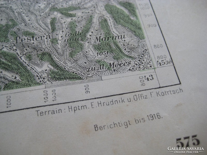 Katonai térkép ,1916   a monarchia idejéből  LISZA és ZERNEST ,   58 x 43 cm