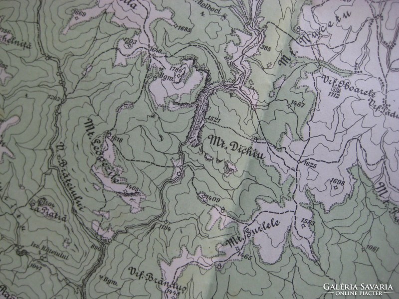 Military map, 1916 from the time of the monarchy Siania, Transylvania, 58 x 43 cm