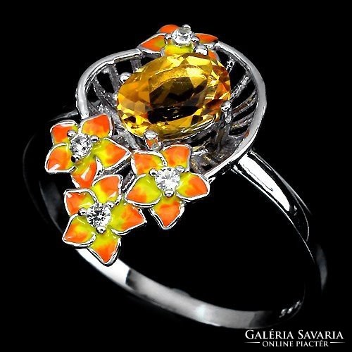57 And real citrine enameled 925 silver rings
